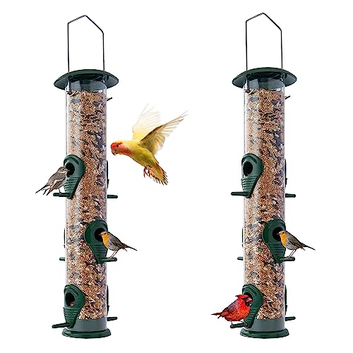 2 Metal Tube Bird Feeders - 6 Port, 16 Inches - Wild Bird Feeder