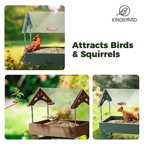 Kingsyard Ground Bird Feeder - Recycled Platform, Large Capacity