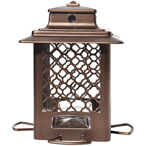 Bronze Metal Hopper Bird Feeder with 4 Stations