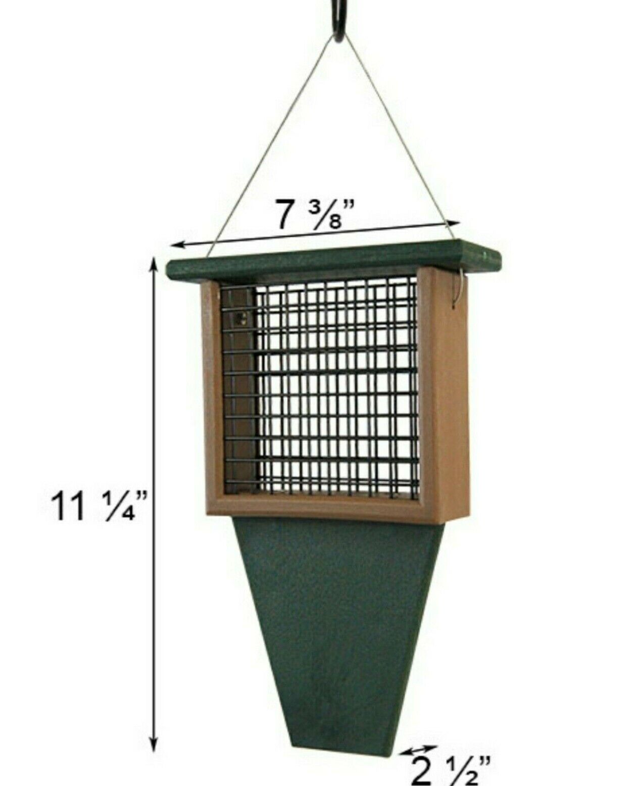 Recycled Green & Driftwood Suet Bird Feeder with Woodpecker Tail Prop