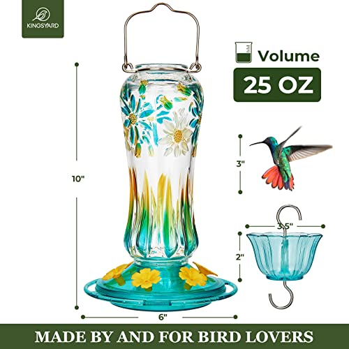 Turquoise Hanging Glass Hummingbird Feeder, 25oz