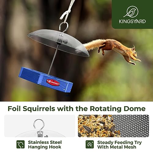 Outdoor Hanging Bird Feeder with Adjustable Dome & Mesh Tray
