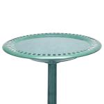 Green Outdoor Birdbath with Scrollwork Decoration, 28" Tall