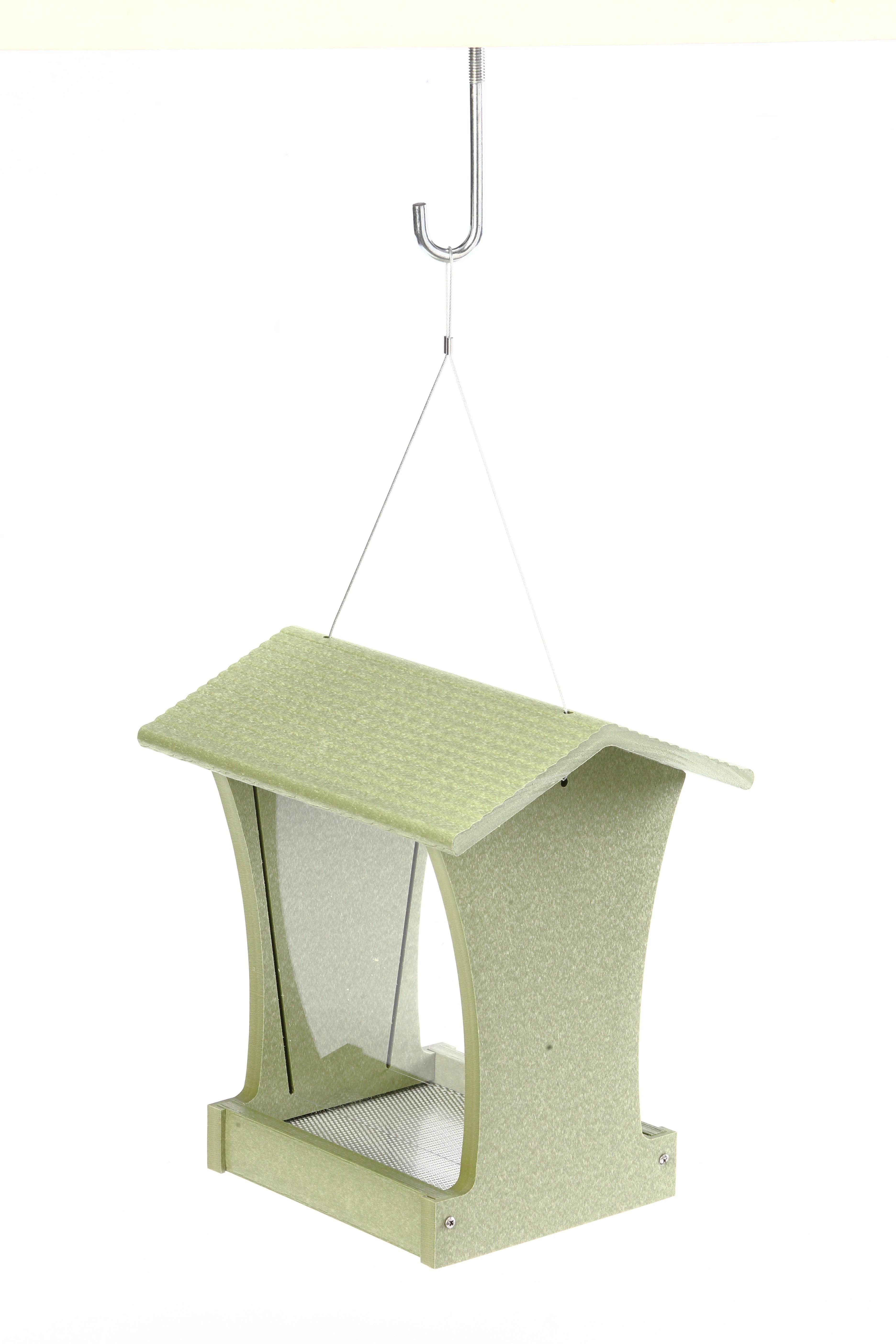 Small Hanging Platform Bird Feeder - Green Plastic