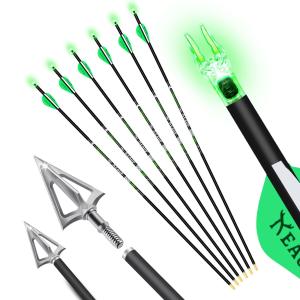 KEAUP 6 Pack 32 Inch Carbon Hunting Arrows with 100 Grain Hunting Broadheads ...