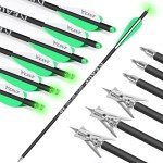 KEAUP 20" Carbon Crossbow Bolts with Broadheads, 6-Pack