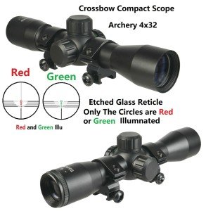 TWP Archery 4X32 Compact Crossbow Multi Range Reticle Scope Red and Green Ilumin