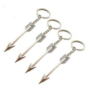 Silver Bow and Arrow Keychain Set - 4 Pcs