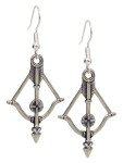 Antique Silver Tone Crossbow Dangle Earrings