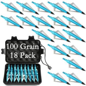 Aiskaer 18 Pack Broadheads with Storage Case