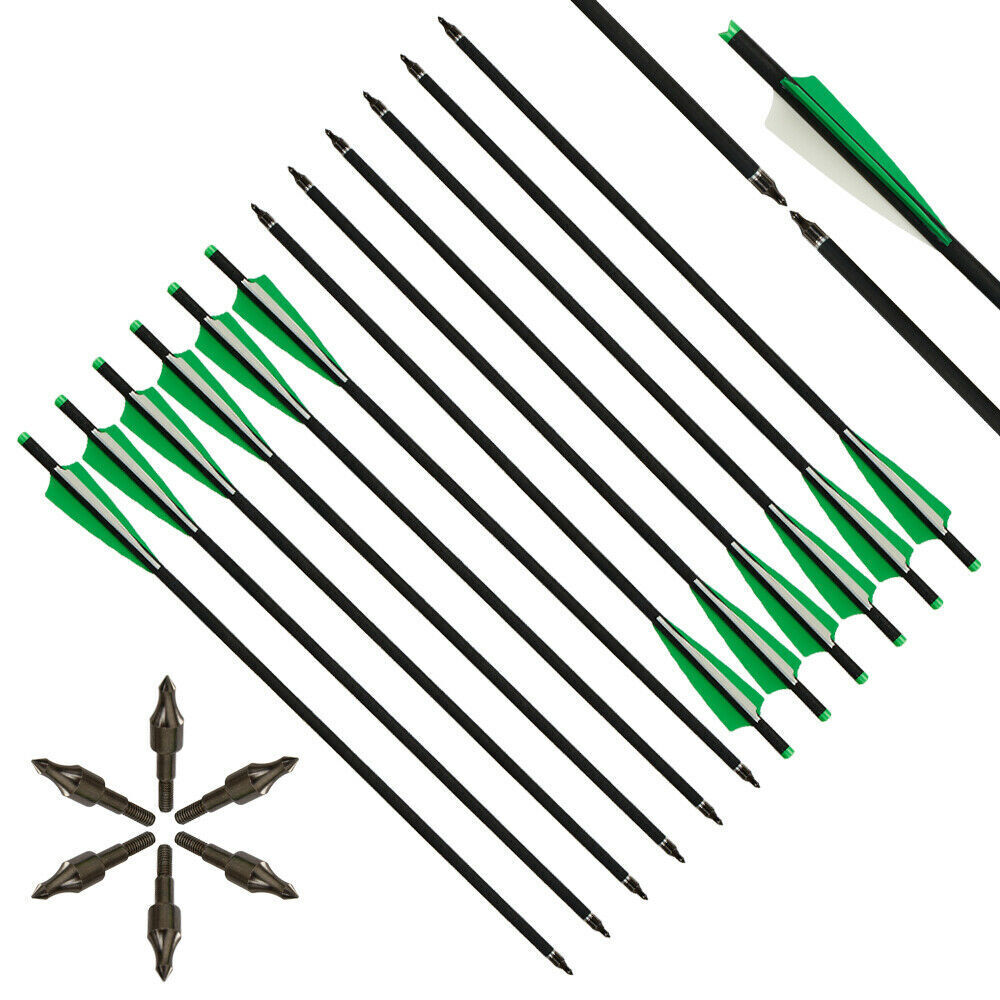 20" Carbon Arrows for Hunting Crossbows - 12PCS