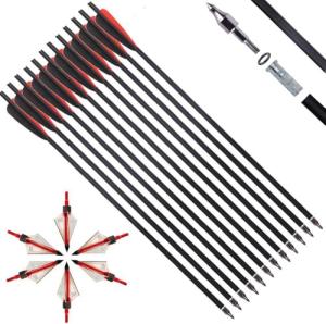 20-Inch Carbon Crossbow Bolts and Broadheads Set