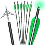 KEAUP 20-Inch Carbon Crossbow Bolts with Broadheads