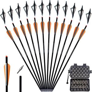 TIT-COYO 24-Pack Carbon Crossbow Bolts and Broadheads