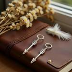 Silver Bow and Arrow Keychain Set for Archers