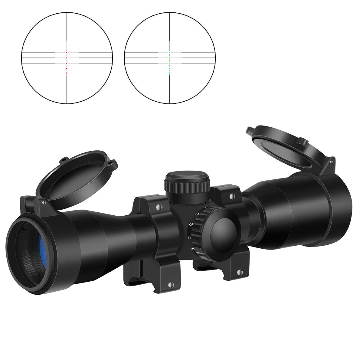 Reverse Draw Crossbow Scope with Red/Green Illuminated Reticle