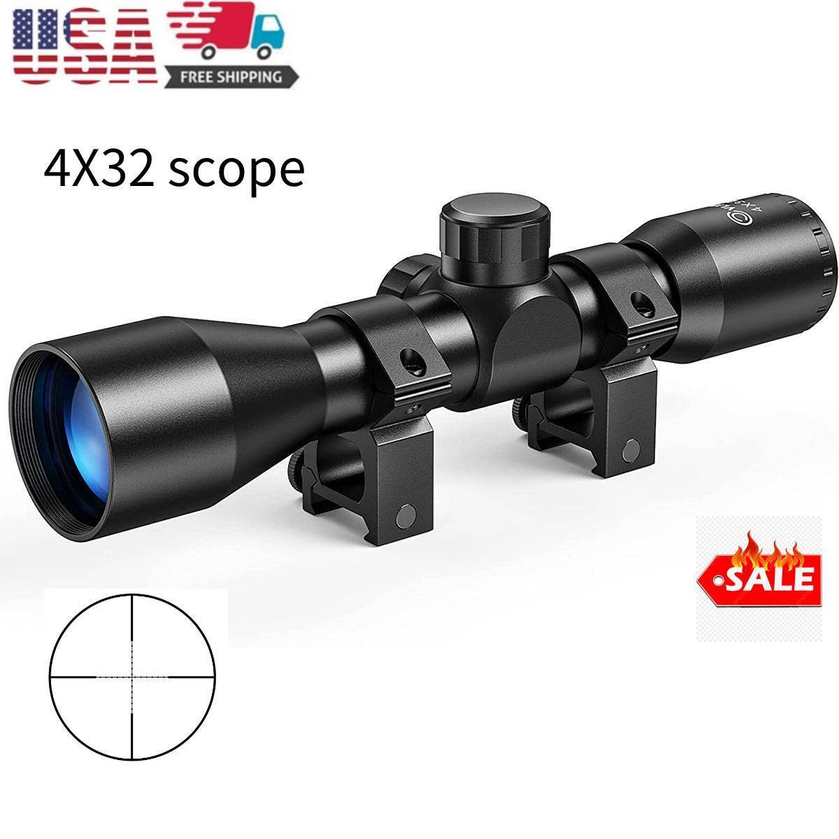 Compact 4x32 Scope Set for Crossbows & Airguns