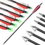 20-Inch Carbon Crossbow Bolts with Broadheads & Nocks