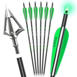 20-Inch Crossbow Bolts with Broadheads and Lighted Nocks