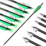 20-Inch Crossbow Bolts with Broadheads and Lighted Nocks