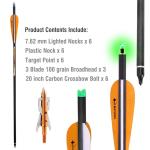 20-Inch Carbon Crossbow Bolts with 100 Grain Tips