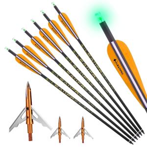 20-Inch Carbon Crossbow Bolts with Broadheads