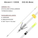 32" Bowfishing Arrows with Broadheads & Safety Slides