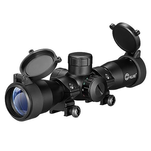 TWP 4x32 Compact Crossbow Scope – Etched Glass Reticle, Rangefinder Circles, Red/Green Illumination, Weaver Mount