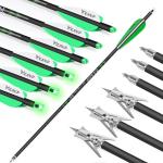 20-Inch Carbon Crossbow Bolts with Broadheads and Nocks