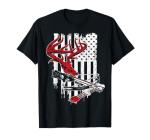 American Flag Deer Skull Crossbow T-Shirt