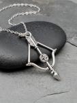 Stainless Steel Crossbow Necklace with Bow Charm