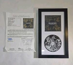 Def Leppard Signed Diamond Star Halos CD Booklet Framed & Matted W/ JSA