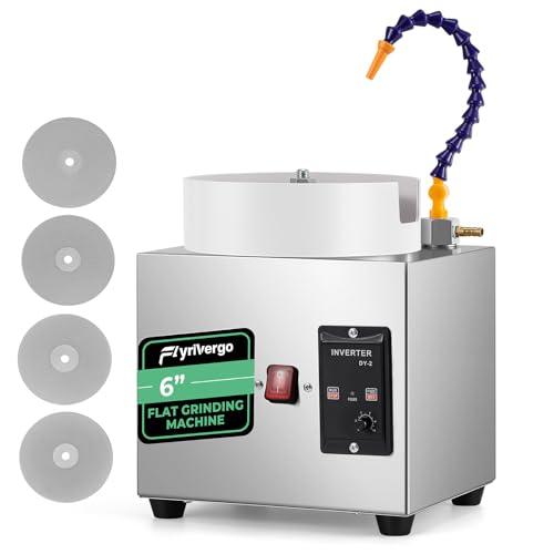 Flyrivergo 6'' Flat Lapidary Machine 2800RPM Variable Speed Lapidary Equipment Cabbing Machine, 180W Gem Stone Rock Grinding and Polishing Machine Includes Accessory Kit