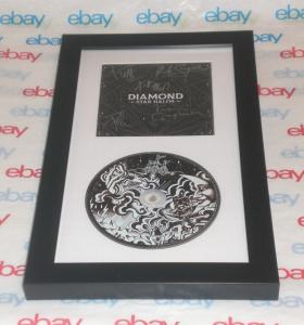 DEF LEPPARD BAND SIGNED & FRAMED DIAMOND STAR HALOS CD DISPLAY AUTOGRAPH COA A