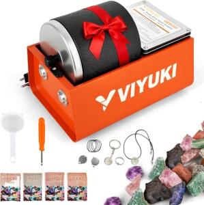 VIYUKI Professional Electric Rock Stone Tumbler Kit 3LB Rock Polisher - Complete Rock Tumbler Kit with Durable Tumbler, Rocks, Grit, Educational Stem Science Kit