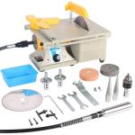 Professional Benchtop Polisher & Grinder, 0-10,000 RPM Adjustable for Jewelry, Rock Polishing, Gem Cutting, Metalcraft, and DIY Mini Table Saw Tasks