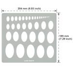 Aleks Melnyk No.210 Metal Ellipse Template, Stencil, Geometric Template, Ellipse Master, Art Oval Tool, Isometric Drawing, Lapidary, Cabochons, Geometric Ruler, Jewelry Oval