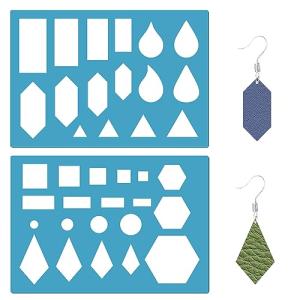 GORGECRAFT 2 Styles Teardrop Earrings Making Template Geometry Stencil Reusable Rectangle Triangle Cutouts Cutting Stencils Lapidary Templates for Cabochons Bracelets Earrings Making Jewelry Diy Craft