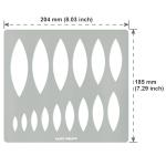 Aleks Melnyk No.204 Metal Ellipse Template, Stencil, Pointed Oval, Master, Art Tool, Isometric Drawing Template, Lapidary, Cabochons, Geometric Ruler, Jewelry Templates
