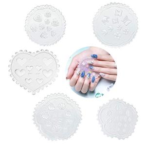 Konsait 5 Pack 3D Nail Art Mold Silicone assorted Nail Art Cabochon Decortive Mold Nail Art Making Tools Silicone Carved Mold Template Mould Kit