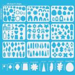 ORIGACH 9 Pcs Jewelry Making Template 11.7x8.3 inch, Reusable Leather Earring Stencils with Tear Drop, Leaves, Flower, Cabochon and Star Patterns for Bracelet Necklace Making Jewelry Crafts