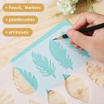 ORIGACH 9 Pcs Jewelry Making Template 11.7x8.3 inch, Reusable Leather Earring Stencils with Tear Drop, Leaves, Flower, Cabochon and Star Patterns for Bracelet Necklace Making Jewelry Crafts