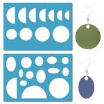 GORGECRAFT 2 Styles Jewelry Shape Template Reusable Earrings Making Plastic Oval Semicircle Round Cutouts Cutting Stencil Lapidary Templates for Cabochons Bracelets Earrings Making Jewelry DIY Crafts