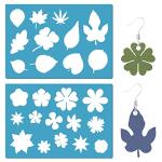 GORGECRAFT 2 Styles Jewelry Shape Template Reusable Earrings Making Plastic Leaf Flower Cutouts Cutting Stencil Lapidary Templates for Cabochons Bracelets Earrings Making Jewelry DIY Crafts 5x3.5 inch