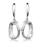 Silver Earring Blanks – 10×14 mm Cabochon Base | Rhodium Plated