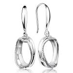 Silver Earring Blanks – 10×14 mm Cabochon Base | Rhodium Plated