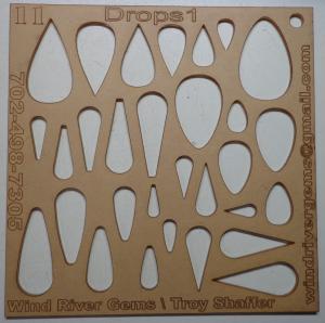 WRG- Cabochon Template - Number 11 - Drops 1 Clear Acrylic Designer Shapes