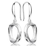 Silver Earring Blanks – 10×14 mm Cabochon Base | Rhodium Plated