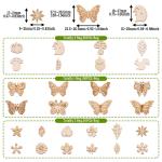 Elecrelive 300pcs Assorted Unfinished Wooden Cutouts Flower Leaf Butterfly Sm...