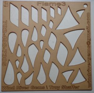 WRG- Cabochon Template - Number 3 - Flame 3 Clear Acrylic Designer Shapes
